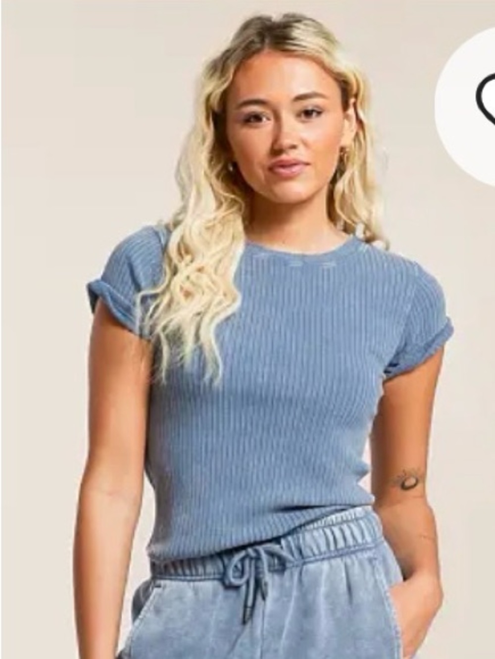 Gilded Intent Women’s Ribbed Short Sleeve Tee in Dusty Blue From The Buckle